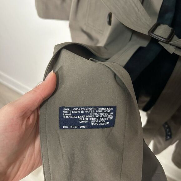 Vintage Ralph Lauren Trench Coat Mens 50R Wool Blend Lined Belted Brown Collared - Picture 8 of 16